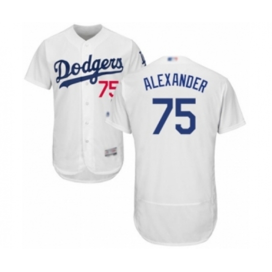 Men's Los Angeles Dodgers #75 Scott Alexander White Home Flex Base Authentic Collection Baseball Player Jersey Men's Los Angeles Dodgers #75 Scott Alexander White Home Flex Base Authentic Collection Baseball Player Jersey
