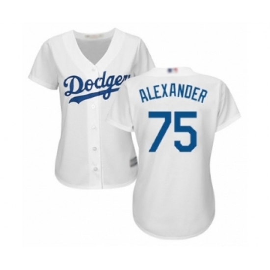 Women's Los Angeles Dodgers #75 Scott Alexander Authentic White Home Cool Base Baseball Player Jersey Women's Los Angeles Dodgers #75 Scott Alexander Authentic White Home Cool Base Baseball Player Jersey