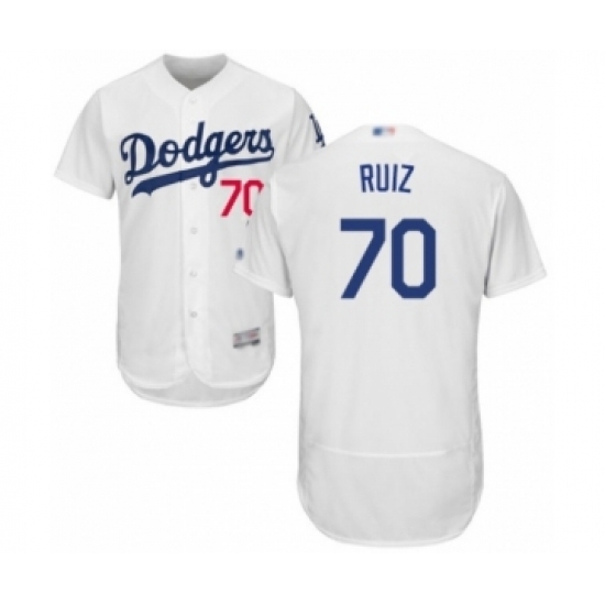 Men's Los Angeles Dodgers #70 Keibert Ruiz White Home Flex Base Authentic Collection Baseball Player Jersey Men's Los Angeles Dodgers #70 Keibert Ruiz White Home Flex Base Authentic Collection Baseball Player Jersey
