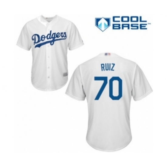 Youth Los Angeles Dodgers #70 Keibert Ruiz Authentic White Home Cool Base Baseball Player Jersey Youth Los Angeles Dodgers #70 Keibert Ruiz Authentic White Home Cool Base Baseball Player Jersey