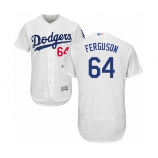 Men's Los Angeles Dodgers #64 Caleb Ferguson White Home Flex Base Authentic Collection Baseball Player Jersey Men's Los Angeles Dodgers #64 Caleb Ferguson White Home Flex Base Authentic Collection Baseball Player Jersey