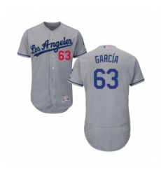 Men's Los Angeles Dodgers #63 Yimi Garcia Grey Road Flex Base Authentic Collection Baseball Player Jersey