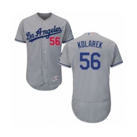 Men's Los Angeles Dodgers #56 Adam Kolarek Grey Road Flex Base Authentic Collection Baseball Player Jersey Men's Los Angeles Dodgers #56 Adam Kolarek Grey Road Flex Base Authentic Collection Baseball Player Jersey