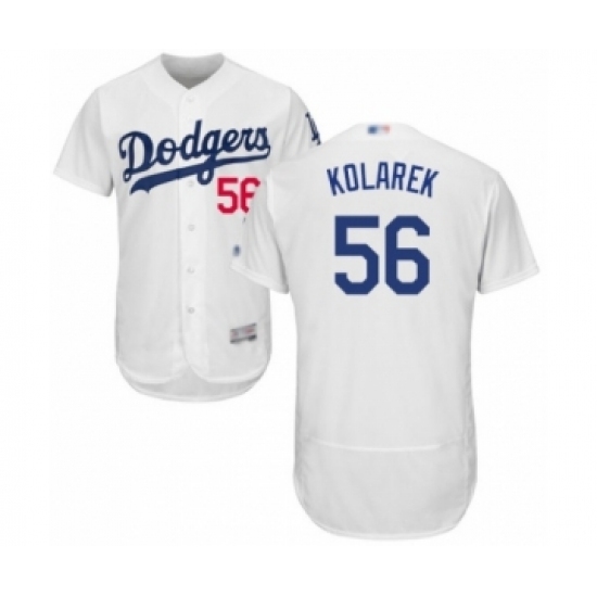 Men's Los Angeles Dodgers #56 Adam Kolarek White Home Flex Base Authentic Collection Baseball Player Jersey Men's Los Angeles Dodgers #56 Adam Kolarek White Home Flex Base Authentic Collection Baseball Player Jersey