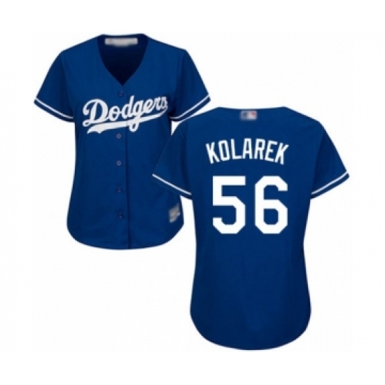 Women's Los Angeles Dodgers #56 Adam Kolarek Authentic Royal Blue Alternate Cool Base Baseball Player Jersey Women's Los Angeles Dodgers #56 Adam Kolarek Authentic Royal Blue Alternate Cool Base Baseball Player Jersey