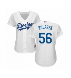 Women's Los Angeles Dodgers #56 Adam Kolarek Authentic White Home Cool Base Baseball Player Jersey Women's Los Angeles Dodgers #56 Adam Kolarek Authentic White Home Cool Base Baseball Player Jersey