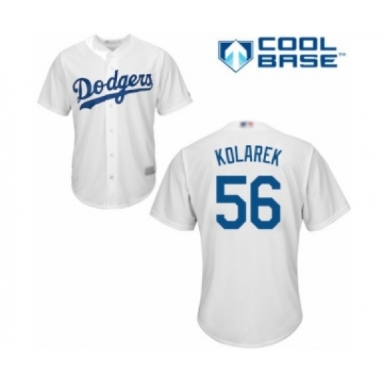 Youth Los Angeles Dodgers #56 Adam Kolarek Authentic White Home Cool Base Baseball Player Jersey Youth Los Angeles Dodgers #56 Adam Kolarek Authentic White Home Cool Base Baseball Player Jersey