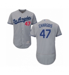 Men's Los Angeles Dodgers #47 J.T. Chargois Grey Road Flex Base Authentic Collection Baseball Player Jersey Men's Los Angeles Dodgers #47 J.T. Chargois Grey Road Flex Base Authentic Collection Baseball Player Jersey
