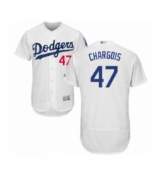 Men's Los Angeles Dodgers #47 J.T. Chargois White Home Flex Base Authentic Collection Baseball Player Jersey Men's Los Angeles Dodgers #47 J.T. Chargois White Home Flex Base Authentic Collection Baseball Player Jersey