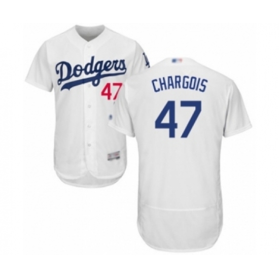 Men's Los Angeles Dodgers #47 J.T. Chargois White Home Flex Base Authentic Collection Baseball Player Jersey Men's Los Angeles Dodgers #47 J.T. Chargois White Home Flex Base Authentic Collection Baseball Player Jersey