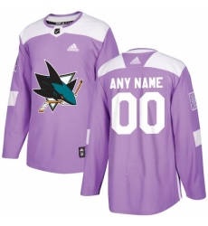 Men's San Jose Sharks adidas Purple Hockey Fights Cancer Custom Practice Jersey