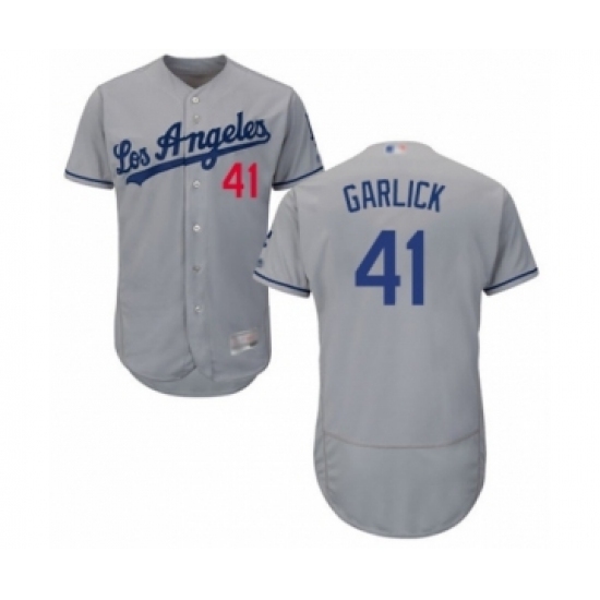 Men's Los Angeles Dodgers #41 Kyle Garlick Grey Road Flex Base Authentic Collection Baseball Player Jersey Men's Los Angeles Dodgers #41 Kyle Garlick Grey Road Flex Base Authentic Collection Baseball Player Jersey