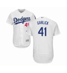 Men's Los Angeles Dodgers #41 Kyle Garlick White Home Flex Base Authentic Collection Baseball Player Jersey Men's Los Angeles Dodgers #41 Kyle Garlick White Home Flex Base Authentic Collection Baseball Player Jersey