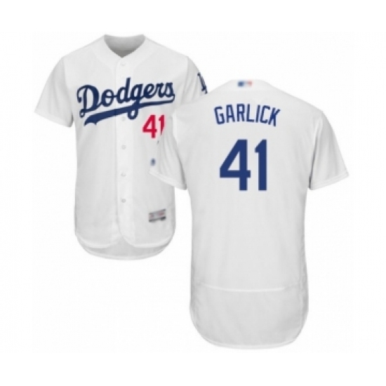 Men's Los Angeles Dodgers #41 Kyle Garlick White Home Flex Base Authentic Collection Baseball Player Jersey Men's Los Angeles Dodgers #41 Kyle Garlick White Home Flex Base Authentic Collection Baseball Player Jersey