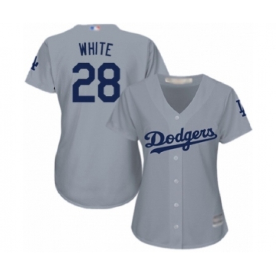 Women's Los Angeles Dodgers #28 Tyler White Authentic Grey Road Cool Base Baseball Player Jersey Women's Los Angeles Dodgers #28 Tyler White Authentic Grey Road Cool Base Baseball Player Jersey