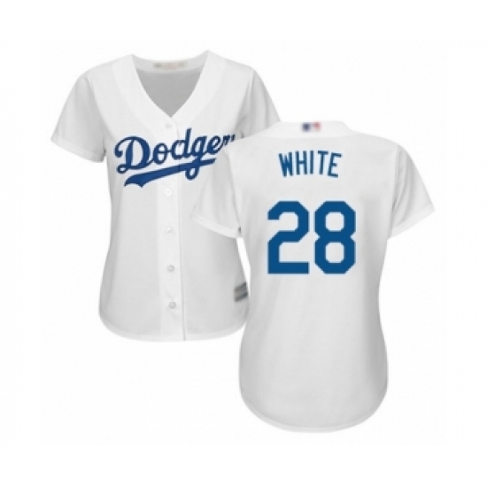 Women's Los Angeles Dodgers #28 Tyler White Authentic White Home Cool Base Baseball Player Jersey Women's Los Angeles Dodgers #28 Tyler White Authentic White Home Cool Base Baseball Player Jersey