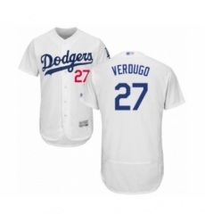 Men's Los Angeles Dodgers #27 Alex Verdugo White Home Flex Base Authentic Collection Baseball Player Jerse Men's Los Angeles Dodgers #27 Alex Verdugo White Home Flex Base Authentic Collection Baseball Player Jerse