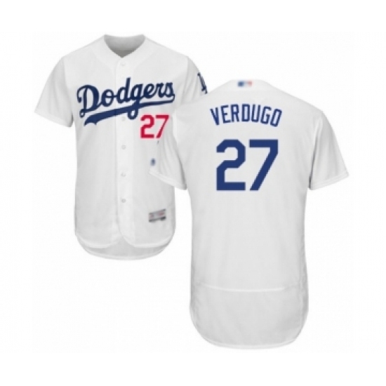 Men's Los Angeles Dodgers #27 Alex Verdugo White Home Flex Base Authentic Collection Baseball Player Jerse Men's Los Angeles Dodgers #27 Alex Verdugo White Home Flex Base Authentic Collection Baseball Player Jerse