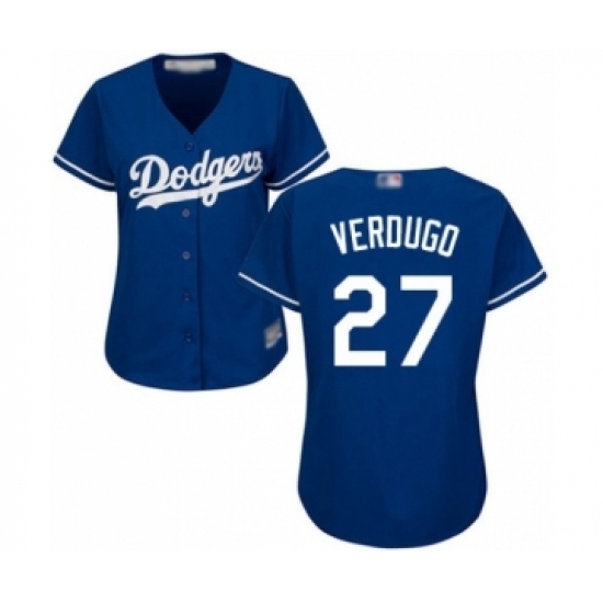 Women's Los Angeles Dodgers #27 Alex Verdugo Authentic Royal Blue Alternate Cool Base Baseball Player Jersey Women's Los Angeles Dodgers #27 Alex Verdugo Authentic Royal Blue Alternate Cool Base Baseball Player Jersey