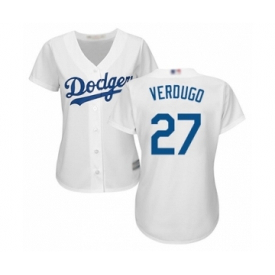 Women's Los Angeles Dodgers #27 Alex Verdugo Authentic White Home Cool Base Baseball Player Jersey Women's Los Angeles Dodgers #27 Alex Verdugo Authentic White Home Cool Base Baseball Player Jersey