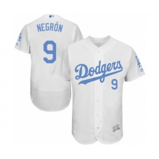 Men's Los Angeles Dodgers #9 Kristopher Negron Authentic White 2016 Father's Day Fashion Flex Base Baseball Player Jersey Men's Los Angeles Dodgers #9 Kristopher Negron Authentic White 2016 Father's Day Fashion Flex Base Baseball Player Jersey