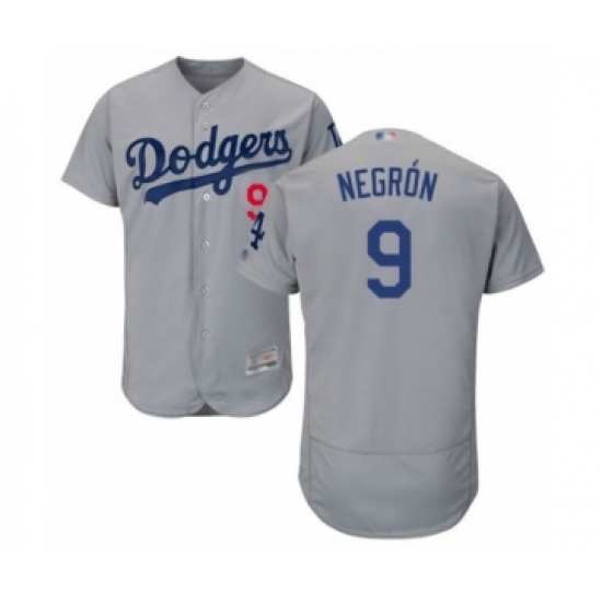 Men's Los Angeles Dodgers #9 Kristopher Negron Gray Alternate Flex Base Authentic Collection Baseball Player Jersey Men's Los Angeles Dodgers #9 Kristopher Negron Gray Alternate Flex Base Authentic Collection Baseball Player Jersey