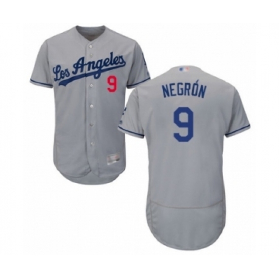 Men's Los Angeles Dodgers #9 Kristopher Negron Grey Road Flex Base Authentic Collection Baseball Player Jersey Men's Los Angeles Dodgers #9 Kristopher Negron Grey Road Flex Base Authentic Collection Baseball Player Jersey