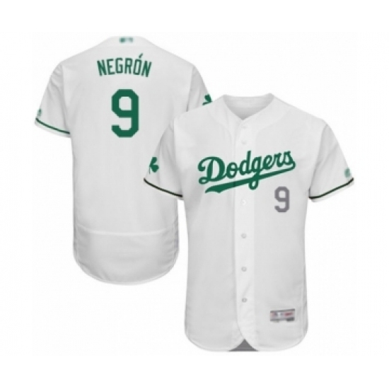 Men's Los Angeles Dodgers #9 Kristopher Negron White Celtic Flexbase Authentic Collection Baseball Player Jersey Men's Los Angeles Dodgers #9 Kristopher Negron White Celtic Flexbase Authentic Collection Baseball Player Jersey