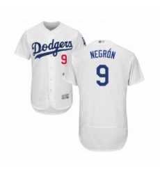 Men's Los Angeles Dodgers #9 Kristopher Negron White Home Flex Base Authentic Collection Baseball Player Jersey Men's Los Angeles Dodgers #9 Kristopher Negron White Home Flex Base Authentic Collection Baseball Player Jersey