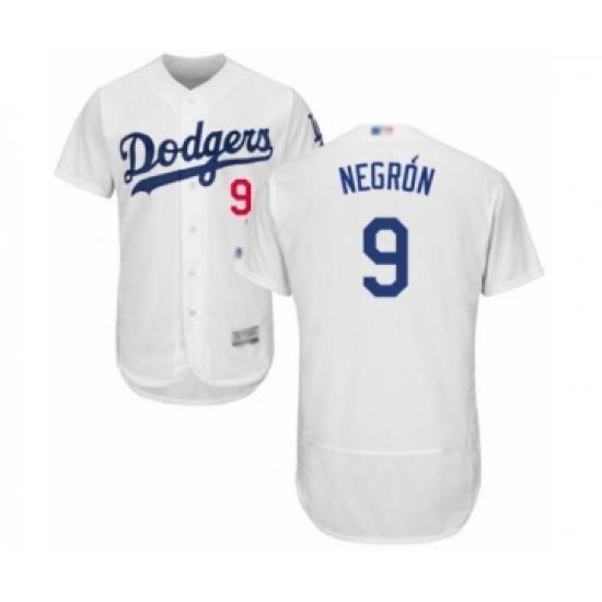 Men's Los Angeles Dodgers #9 Kristopher Negron White Home Flex Base Authentic Collection Baseball Player Jersey Men's Los Angeles Dodgers #9 Kristopher Negron White Home Flex Base Authentic Collection Baseball Player Jersey