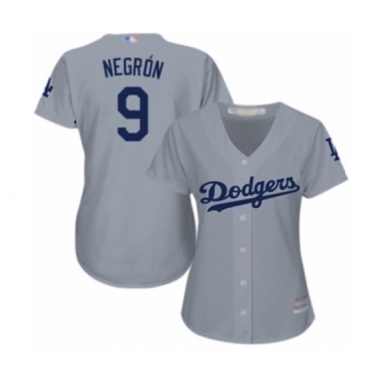 Women's Los Angeles Dodgers #9 Kristopher Negron Authentic Grey Road Cool Base Baseball Player Jersey Women's Los Angeles Dodgers #9 Kristopher Negron Authentic Grey Road Cool Base Baseball Player Jersey