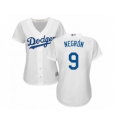 Women's Los Angeles Dodgers #9 Kristopher Negron Authentic White Home Cool Base Baseball Player Jersey Women's Los Angeles Dodgers #9 Kristopher Negron Authentic White Home Cool Base Baseball Player Jersey