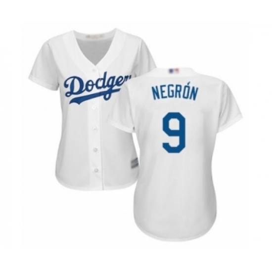 Women's Los Angeles Dodgers #9 Kristopher Negron Authentic White Home Cool Base Baseball Player Jersey Women's Los Angeles Dodgers #9 Kristopher Negron Authentic White Home Cool Base Baseball Player Jersey