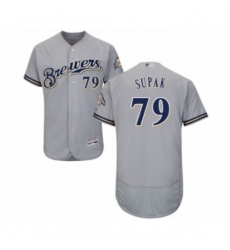 Men's Milwaukee Brewers #79 Trey Supak Grey Road Flex Base Authentic Collection Baseball Player Jersey Men's Milwaukee Brewers #79 Trey Supak Grey Road Flex Base Authentic Collection Baseball Player Jersey