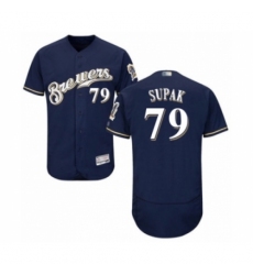 Men's Milwaukee Brewers #79 Trey Supak Navy Blue Alternate Flex Base Authentic Collection Baseball Player Jersey