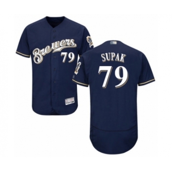 Men's Milwaukee Brewers #79 Trey Supak Navy Blue Alternate Flex Base Authentic Collection Baseball Player Jersey Men's Milwaukee Brewers #79 Trey Supak Navy Blue Alternate Flex Base Authentic Collection Baseball Player Jersey