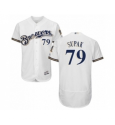 Men's Milwaukee Brewers #79 Trey Supak White Alternate Flex Base Authentic Collection Baseball Player Jersey Men's Milwaukee Brewers #79 Trey Supak White Alternate Flex Base Authentic Collection Baseball Player Jersey