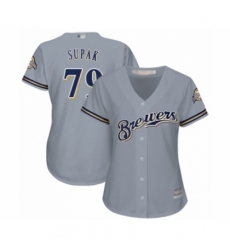 Women's Milwaukee Brewers #79 Trey Supak Authentic Grey Road Cool Base Baseball Player Jersey Women's Milwaukee Brewers #79 Trey Supak Authentic Grey Road Cool Base Baseball Player Jersey