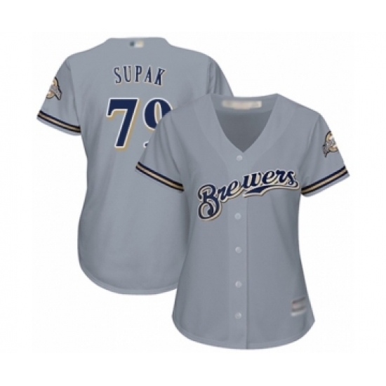 Women's Milwaukee Brewers #79 Trey Supak Authentic Grey Road Cool Base Baseball Player Jersey Women's Milwaukee Brewers #79 Trey Supak Authentic Grey Road Cool Base Baseball Player Jersey