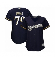 Women's Milwaukee Brewers #79 Trey Supak Authentic Navy Blue Alternate Cool Base Baseball Player Jersey Women's Milwaukee Brewers #79 Trey Supak Authentic Navy Blue Alternate Cool Base Baseball Player Jersey