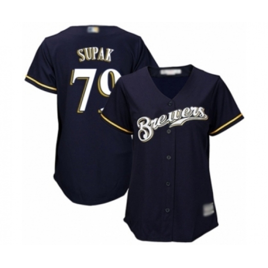 Women's Milwaukee Brewers #79 Trey Supak Authentic Navy Blue Alternate Cool Base Baseball Player Jersey Women's Milwaukee Brewers #79 Trey Supak Authentic Navy Blue Alternate Cool Base Baseball Player Jersey