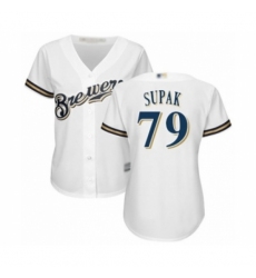 Women's Milwaukee Brewers #79 Trey Supak Authentic White Home Cool Base Baseball Player Jersey Women's Milwaukee Brewers #79 Trey Supak Authentic White Home Cool Base Baseball Player Jersey
