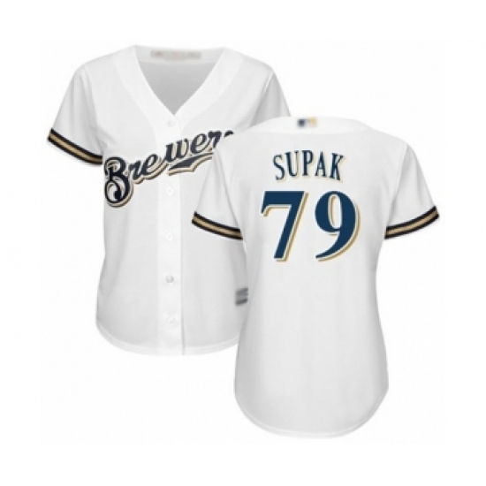 Women's Milwaukee Brewers #79 Trey Supak Authentic White Home Cool Base Baseball Player Jersey Women's Milwaukee Brewers #79 Trey Supak Authentic White Home Cool Base Baseball Player Jersey