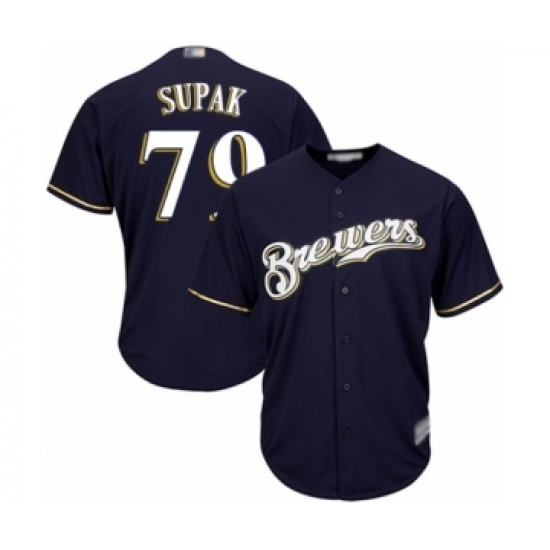 Youth Milwaukee Brewers #79 Trey Supak Authentic Navy Blue Alternate Cool Base Baseball Player Jersey Youth Milwaukee Brewers #79 Trey Supak Authentic Navy Blue Alternate Cool Base Baseball Player Jersey
