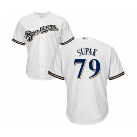 Youth Milwaukee Brewers #79 Trey Supak Authentic White Home Cool Base Baseball Player Jersey Youth Milwaukee Brewers #79 Trey Supak Authentic White Home Cool Base Baseball Player Jersey