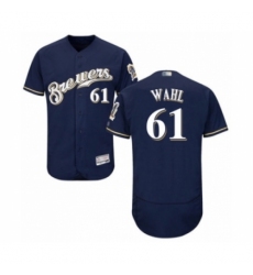 Men's Milwaukee Brewers #61 Bobby Wahl Navy Blue Alternate Flex Base Authentic Collection Baseball Player Jersey