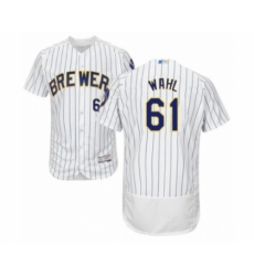Men's Milwaukee Brewers #61 Bobby Wahl White Home Flex Base Authentic Collection Baseball Player Jersey