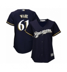 Women's Milwaukee Brewers #61 Bobby Wahl Authentic Navy Blue Alternate Cool Base Baseball Player Jersey Women's Milwaukee Brewers #61 Bobby Wahl Authentic Navy Blue Alternate Cool Base Baseball Player Jersey
