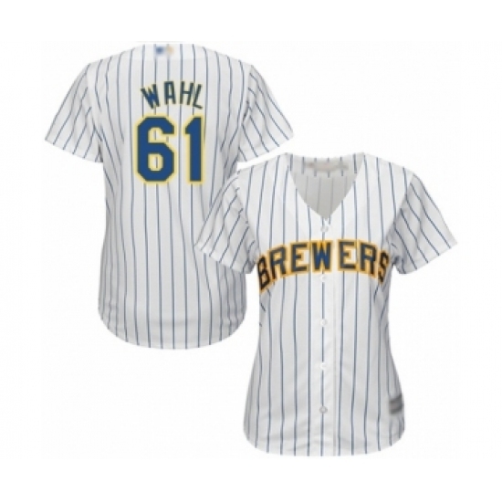 Women's Milwaukee Brewers #61 Bobby Wahl Authentic White Alternate Cool Base Baseball Player Jersey Women's Milwaukee Brewers #61 Bobby Wahl Authentic White Alternate Cool Base Baseball Player Jersey