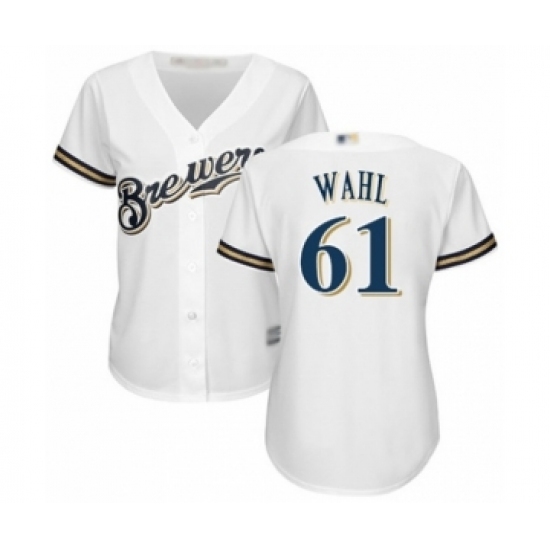 Women's Milwaukee Brewers #61 Bobby Wahl Authentic White Home Cool Base Baseball Player Jersey Women's Milwaukee Brewers #61 Bobby Wahl Authentic White Home Cool Base Baseball Player Jersey